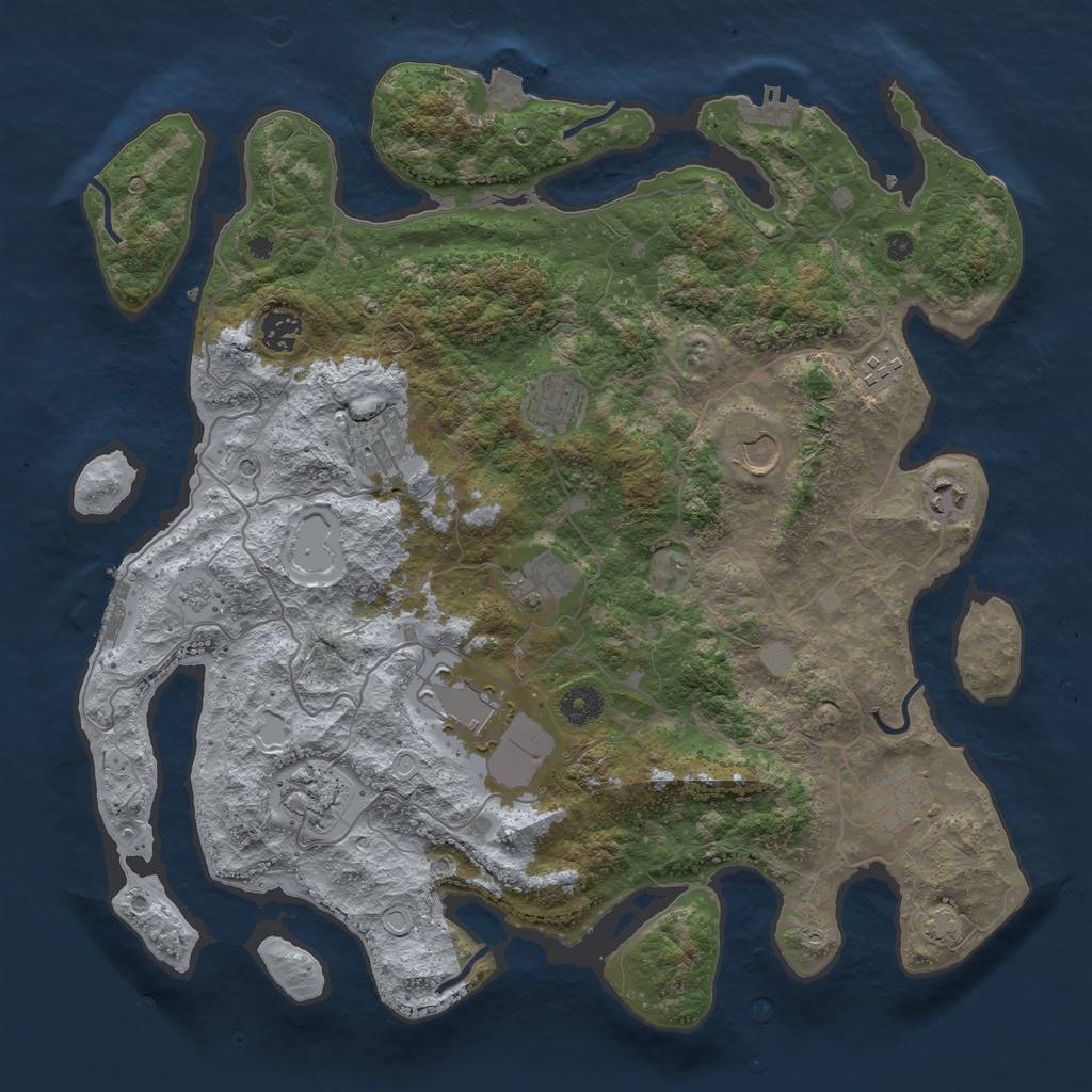 Rust Map: Procedural Map, Size: 4000, Seed: 1243980420, 18 Monuments