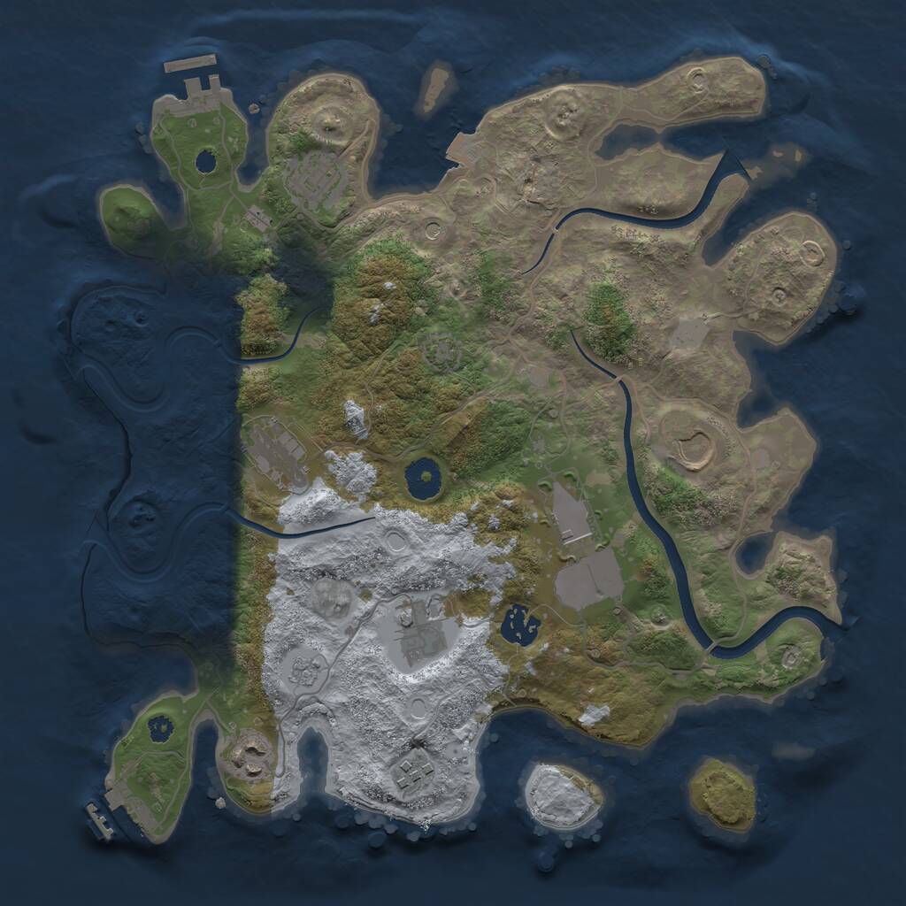 Rust Map: Procedural Map, Size: 3500, Seed: 79979832, 14 Monuments
