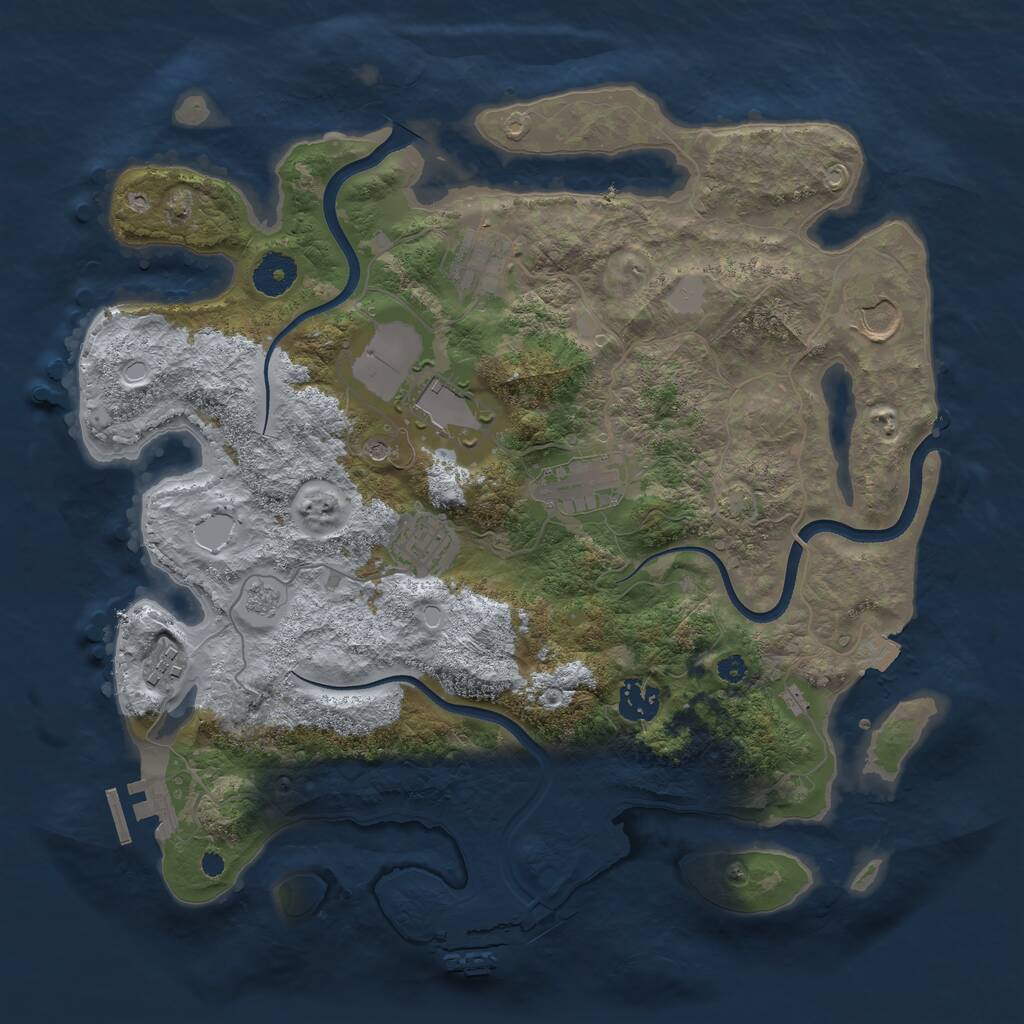 Rust Map: Procedural Map, Size: 3600, Seed: 672117308, 13 Monuments