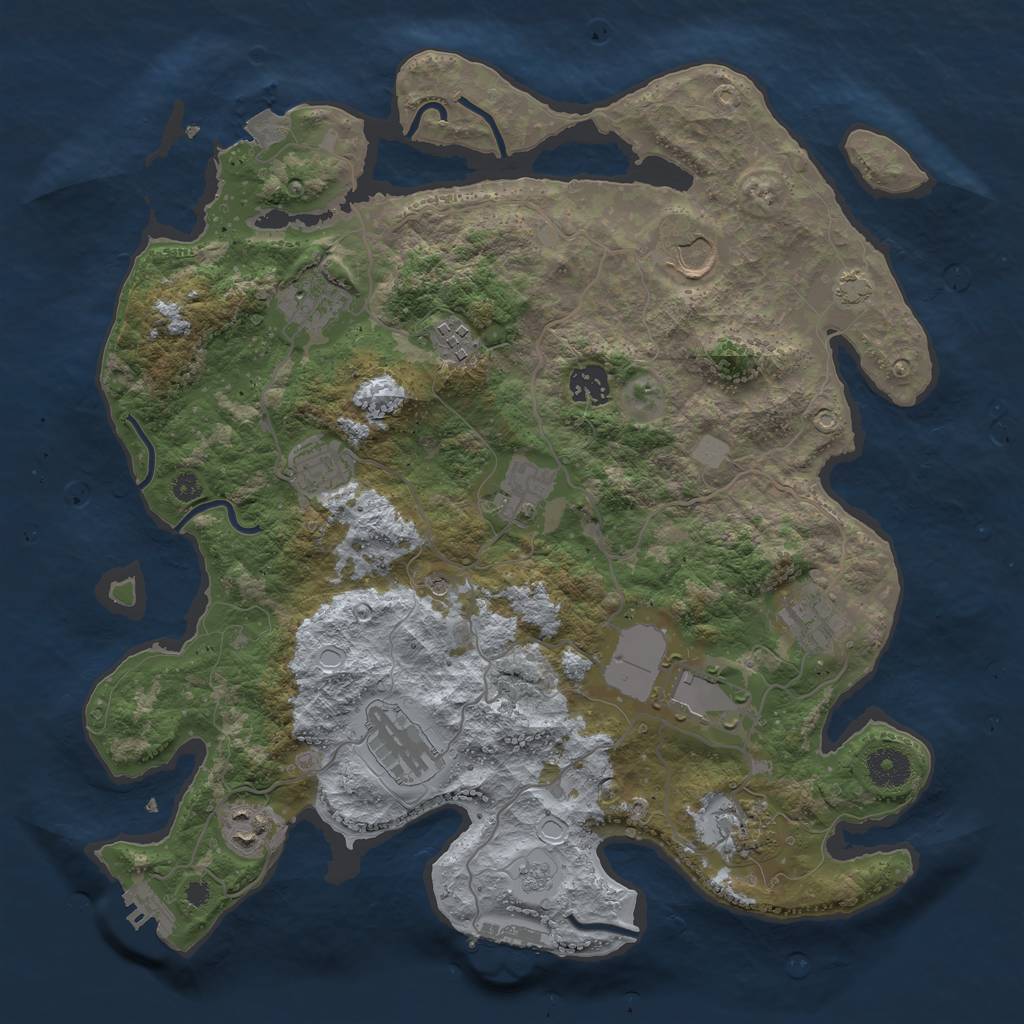 Rust Map: Procedural Map, Size: 3700, Seed: 1804664257, 19 Monuments