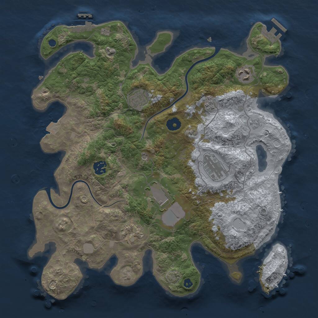 Rust Map: Procedural Map, Size: 3500, Seed: 904639, 13 Monuments