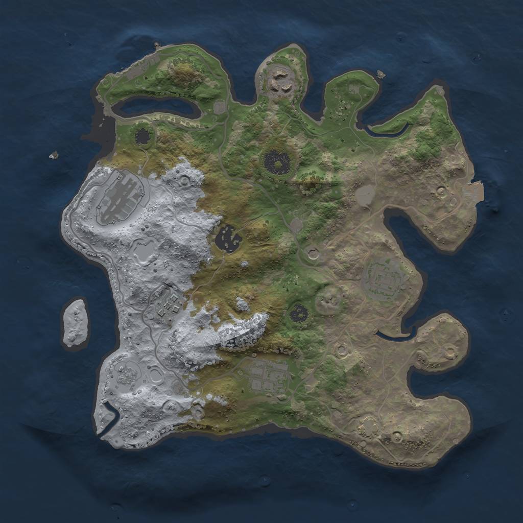 Rust Map: Procedural Map, Size: 3000, Seed: 19531881, 13 Monuments