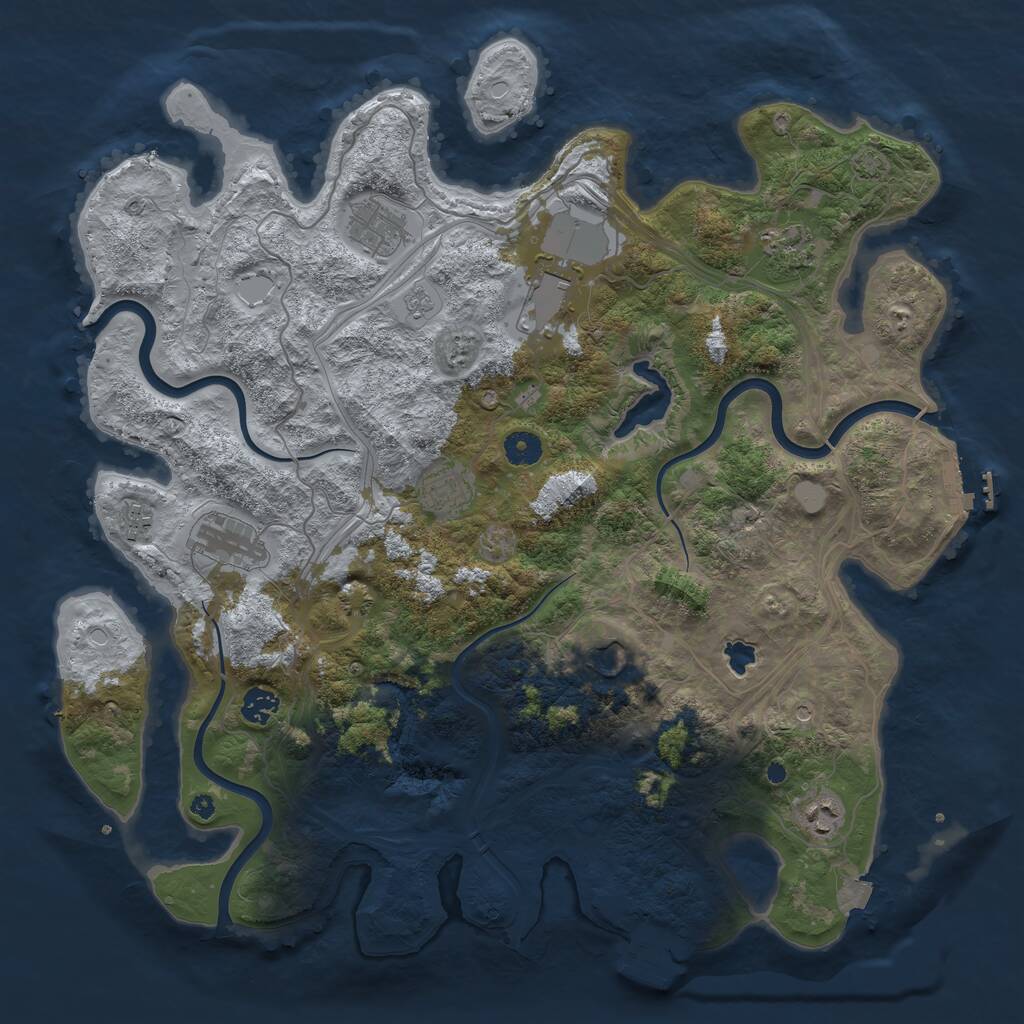 Rust Map: Procedural Map, Size: 4250, Seed: 1245276066, 15 Monuments