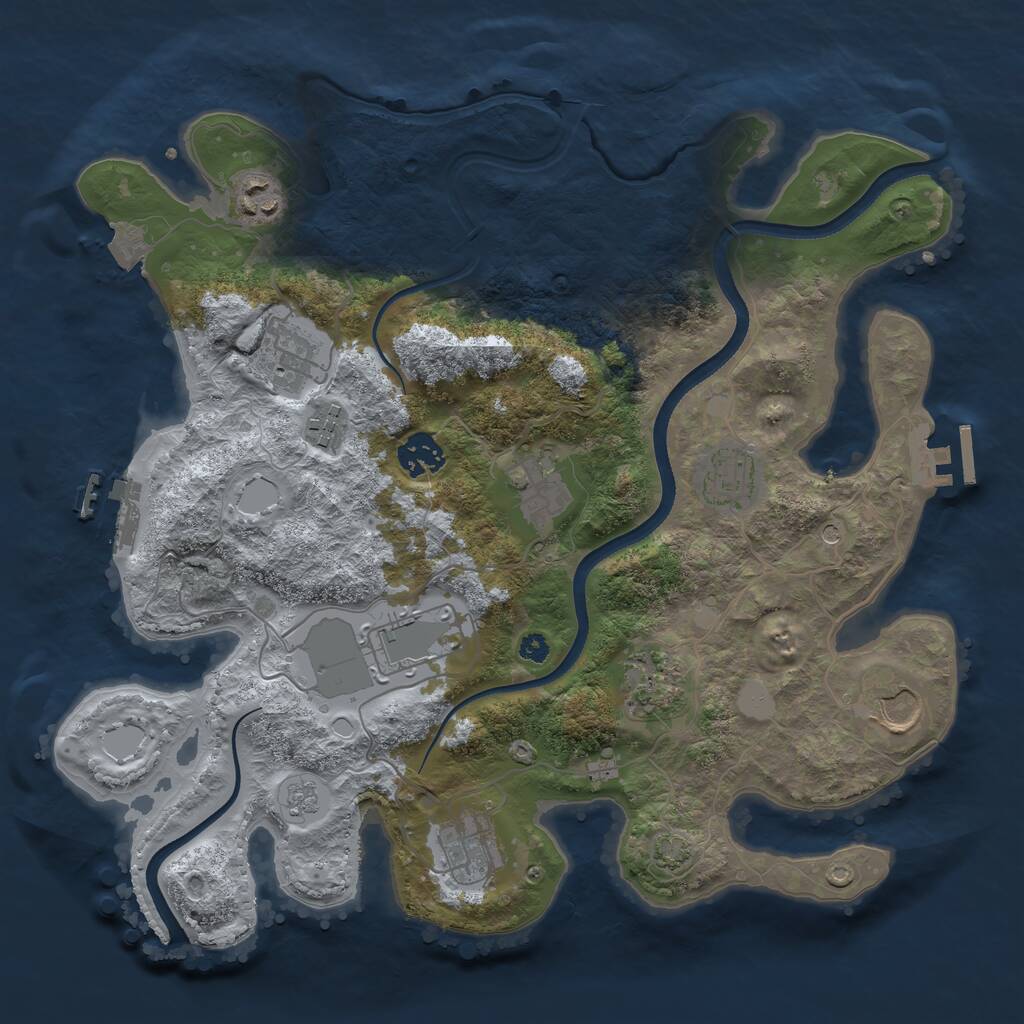 Rust Map: Procedural Map, Size: 3500, Seed: 446355218, 16 Monuments