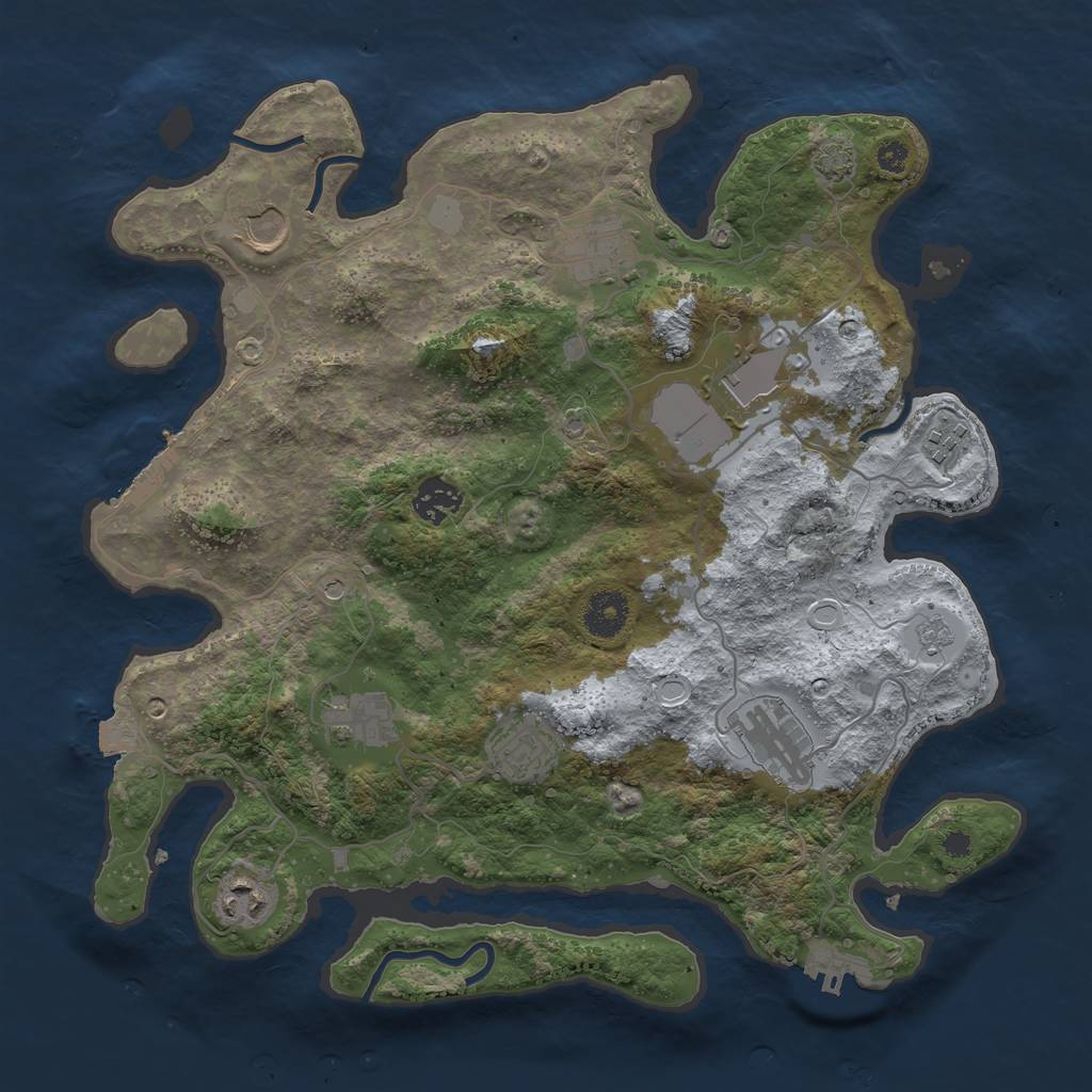 Rust Map: Procedural Map, Size: 3550, Seed: 94780890, 17 Monuments