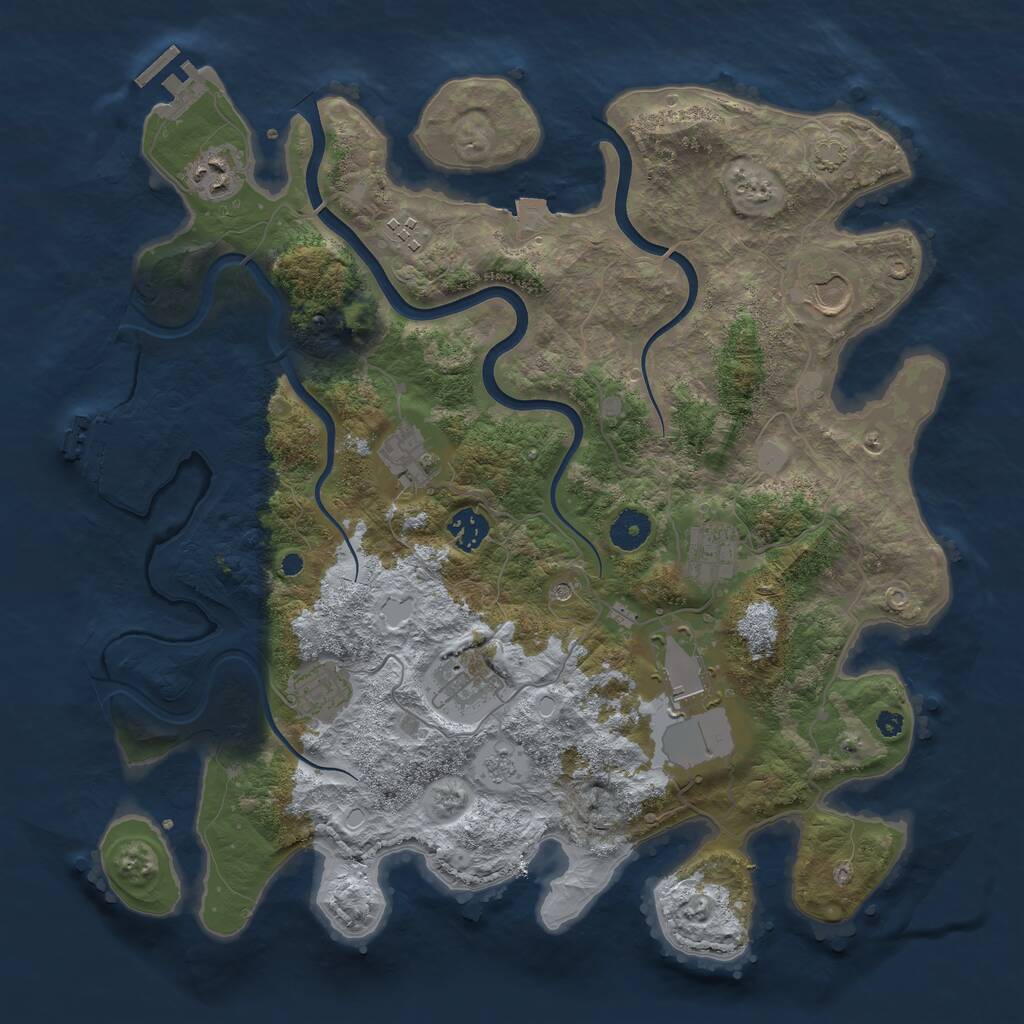 Rust Map: Procedural Map, Size: 3850, Seed: 1252586460, 15 Monuments
