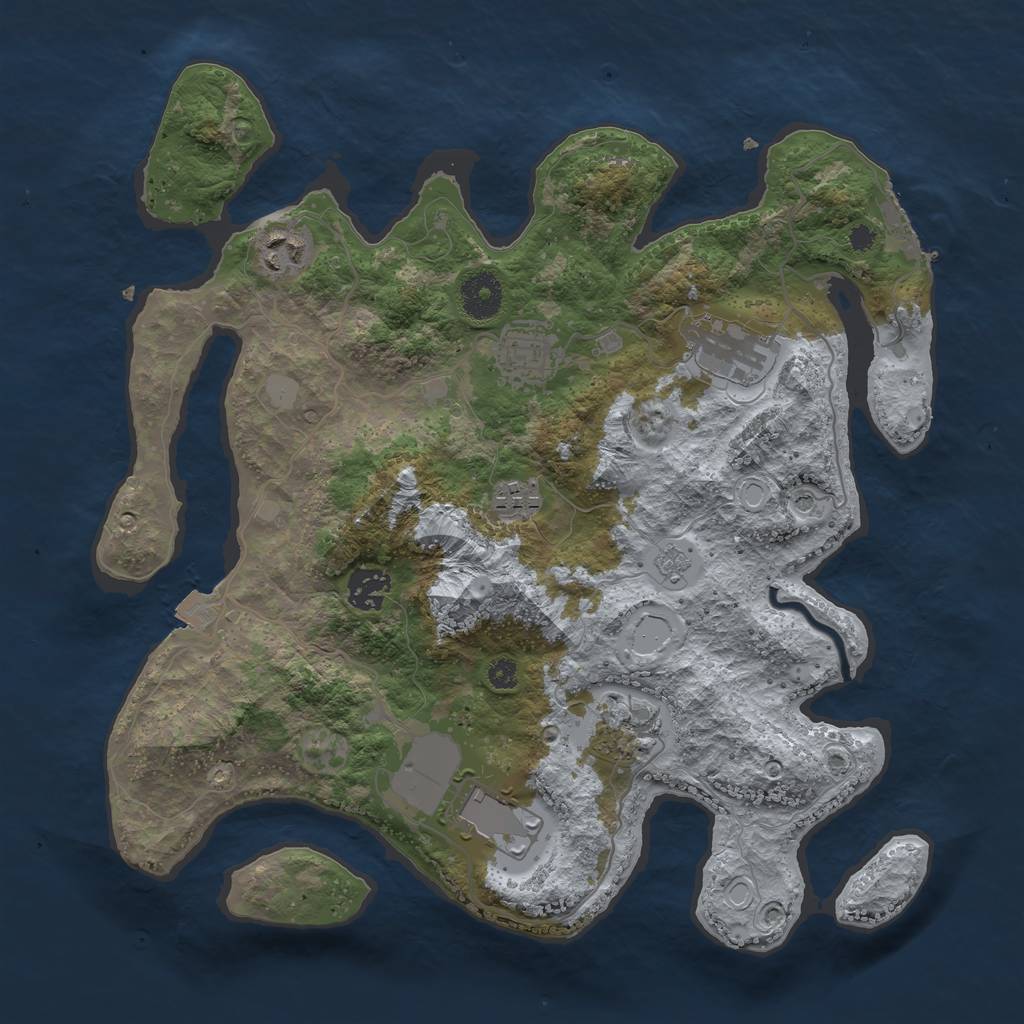 Rust Map: Procedural Map, Size: 3500, Seed: 1578382638, 13 Monuments