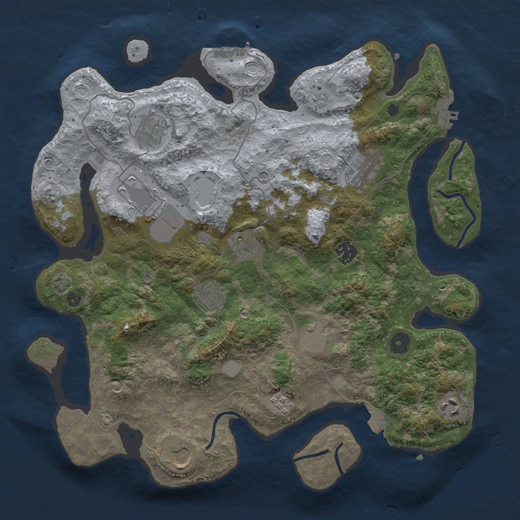 Rust Map: Procedural Map, Size: 3700, Seed: 1533428360, 18 Monuments