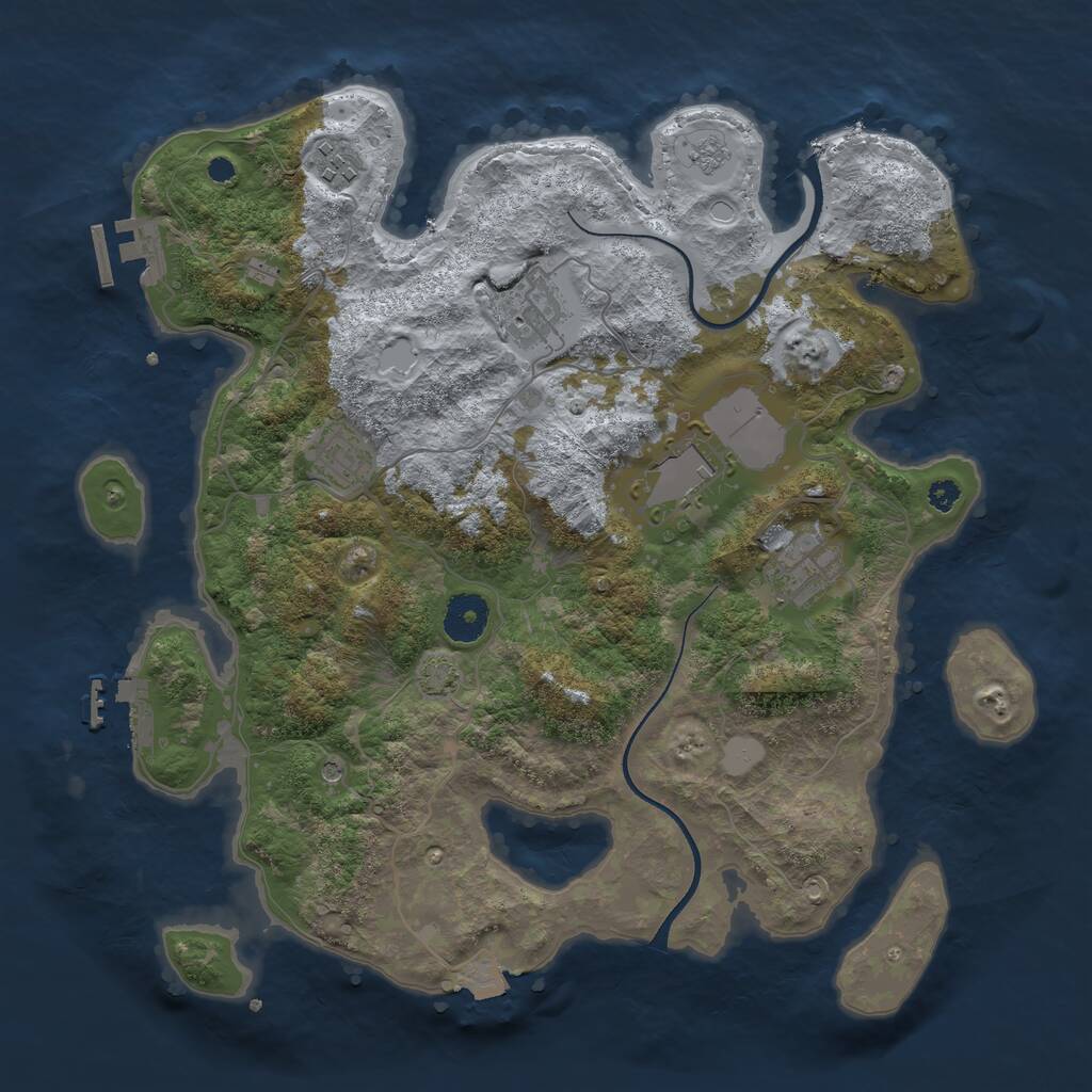 Rust Map: Procedural Map, Size: 3500, Seed: 642412829, 11 Monuments