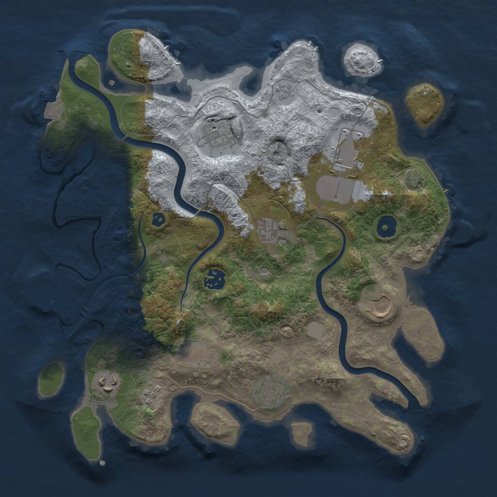 Rust Map: Procedural Map, Size: 3500, Seed: 24871697, 14 Monuments
