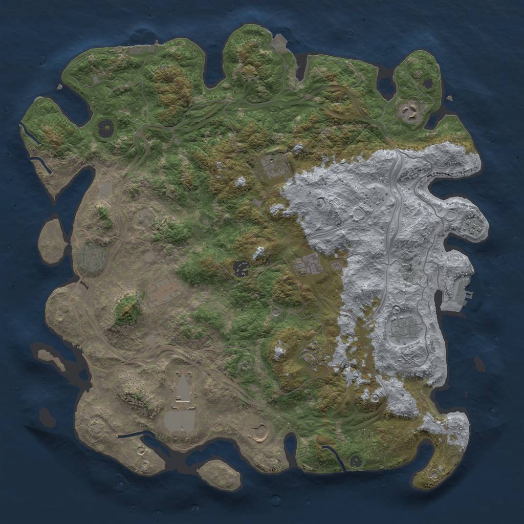 Rust Map: Procedural Map, Size: 4500, Seed: 5053990, 19 Monuments