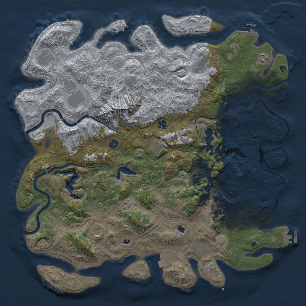 Rust Map: Procedural Map, Size: 5000, Seed: 2142249159, 17 Monuments