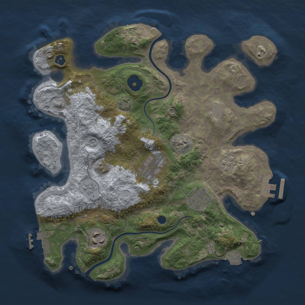 Rust Map: Procedural Map, Size: 3000, Seed: 16102, 10 Monuments