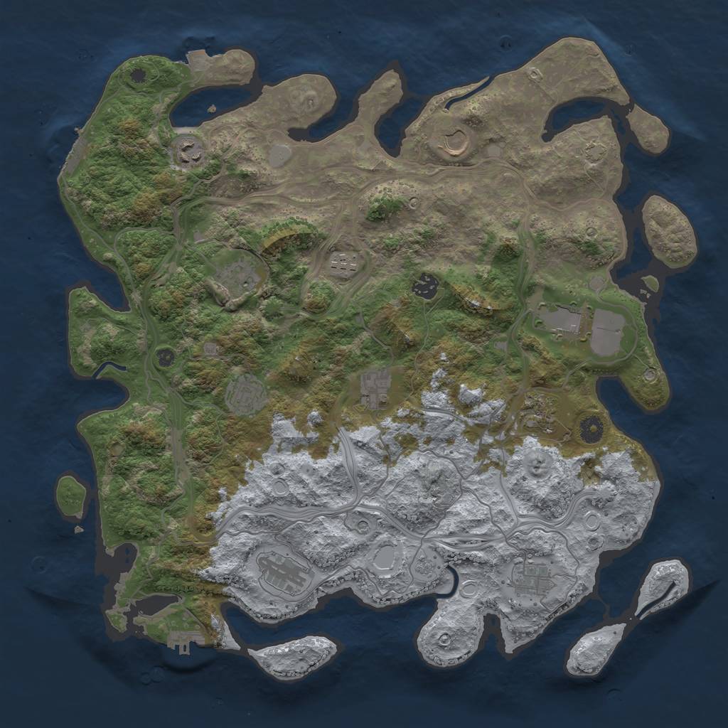 Rust Map: Procedural Map, Size: 4250, Seed: 1021581933, 19 Monuments