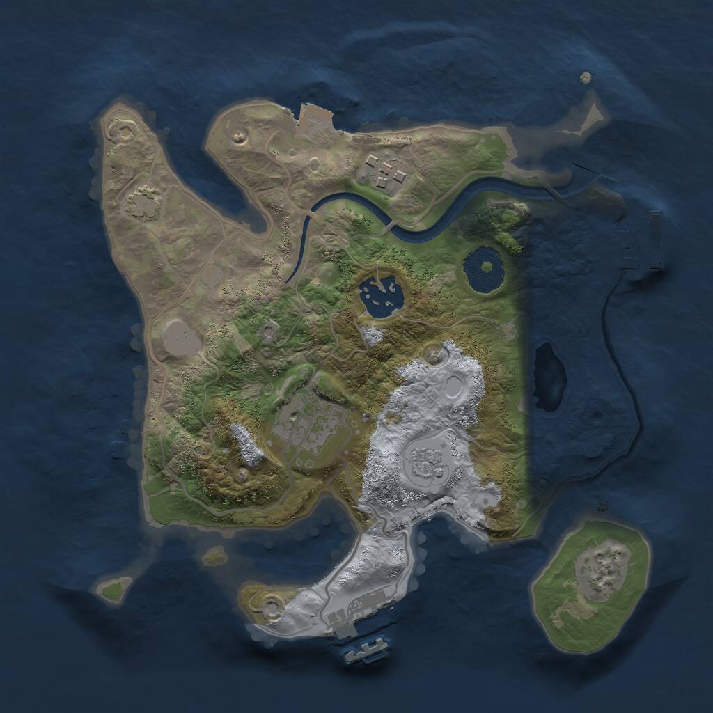 Rust Map: Procedural Map, Size: 2500, Seed: 970461673, 8 Monuments