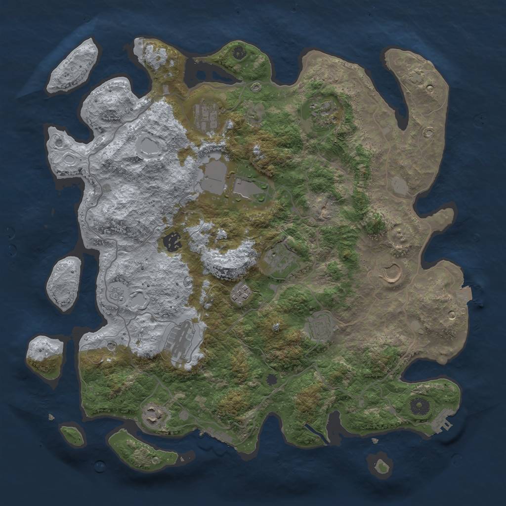 Rust Map: Procedural Map, Size: 4000, Seed: 46390032, 18 Monuments