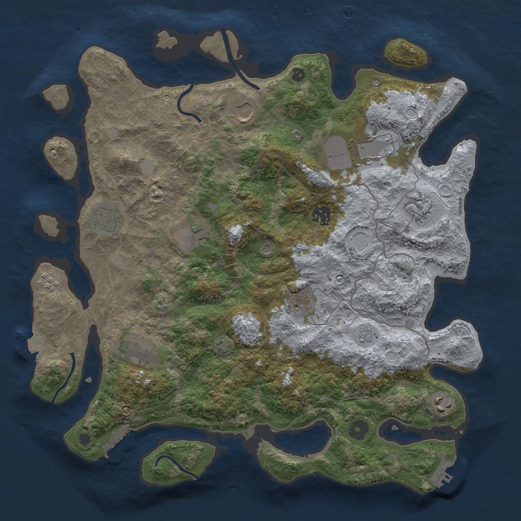 Rust Map: Procedural Map, Size: 4000, Seed: 786857965, 18 Monuments