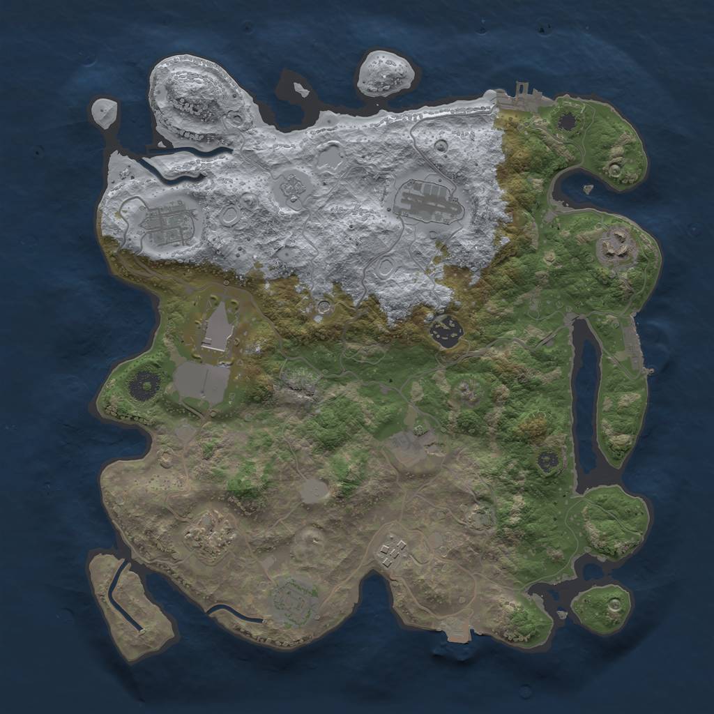 Rust Map: Procedural Map, Size: 3500, Seed: 833148080, 17 Monuments