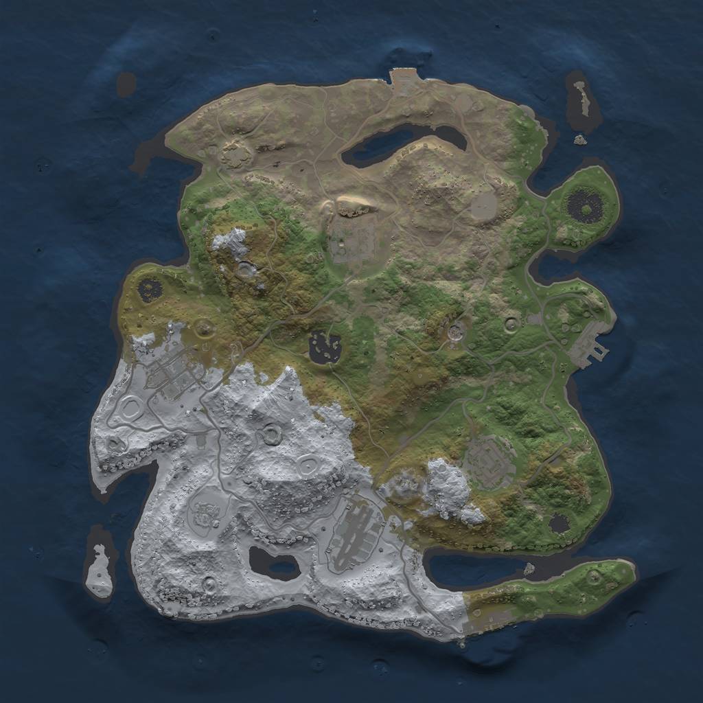 Rust Map: Procedural Map, Size: 3000, Seed: 5010, 13 Monuments