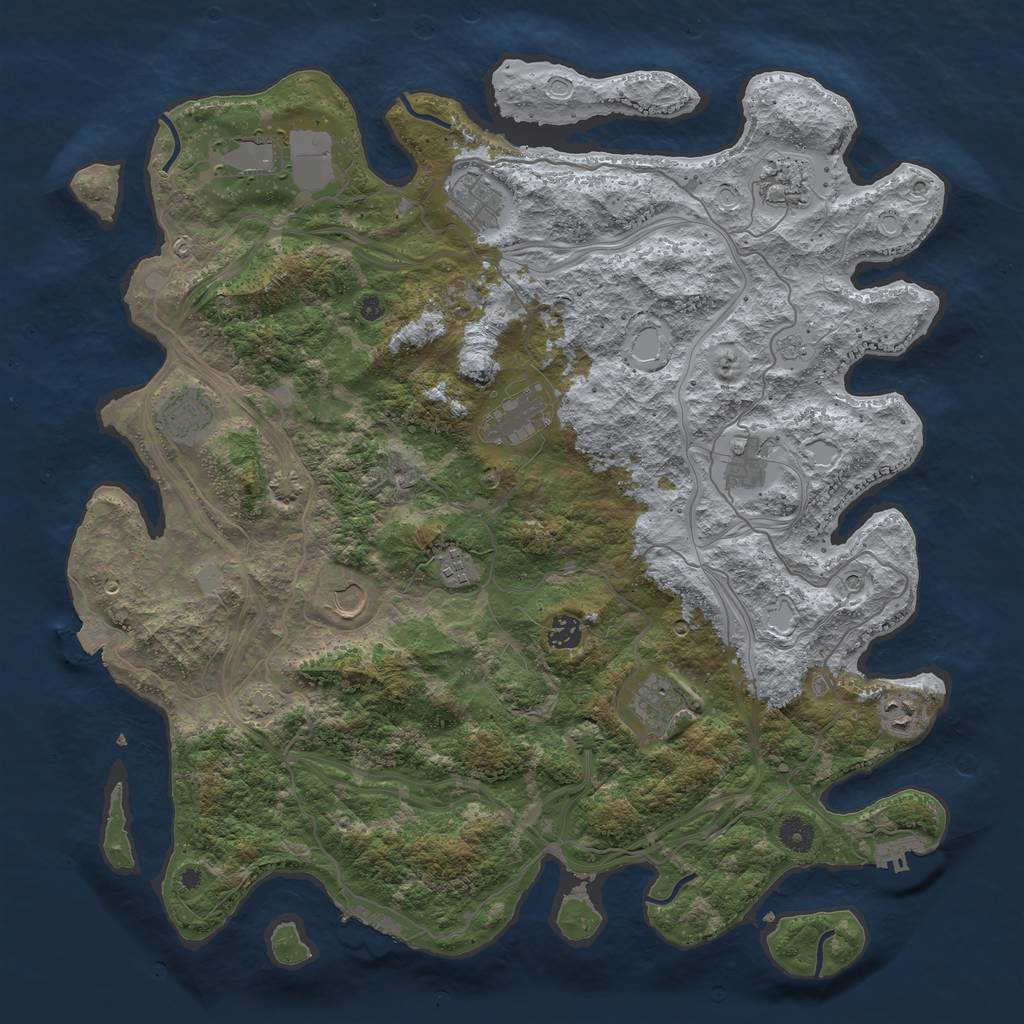 Rust Map: Procedural Map, Size: 4400, Seed: 30879262, 19 Monuments