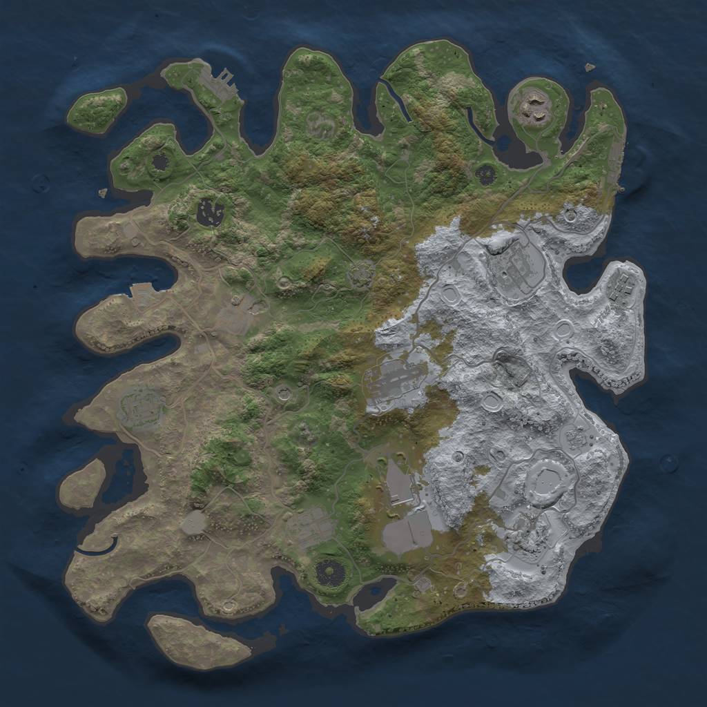 Rust Map: Procedural Map, Size: 3700, Seed: 58493819, 18 Monuments