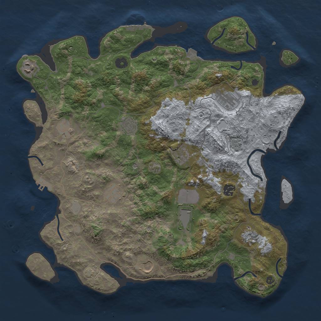 Rust Map: Procedural Map, Size: 4050, Seed: 1199223845, 19 Monuments
