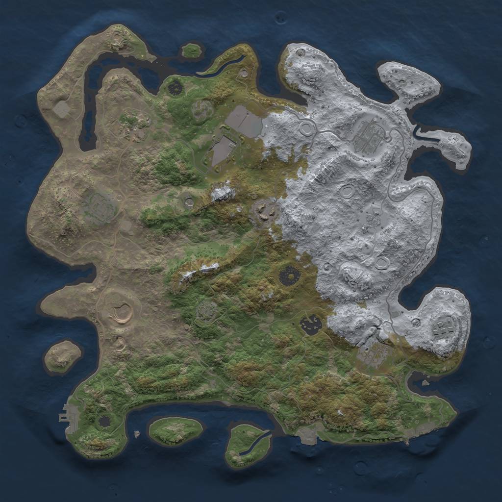 Rust Map: Procedural Map, Size: 3700, Seed: 13691089, 17 Monuments