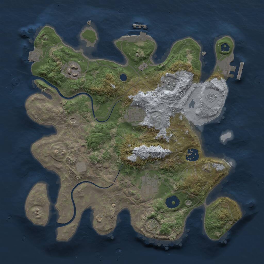 Rust Map: Procedural Map, Size: 3000, Seed: 55613, 11 Monuments