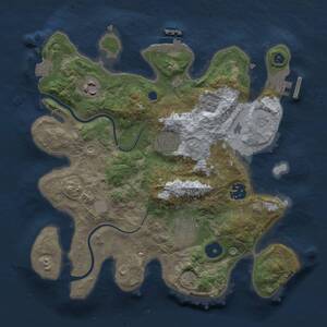 Thumbnail Rust Map: Procedural Map, Size: 3000, Seed: 55613, 11 Monuments
