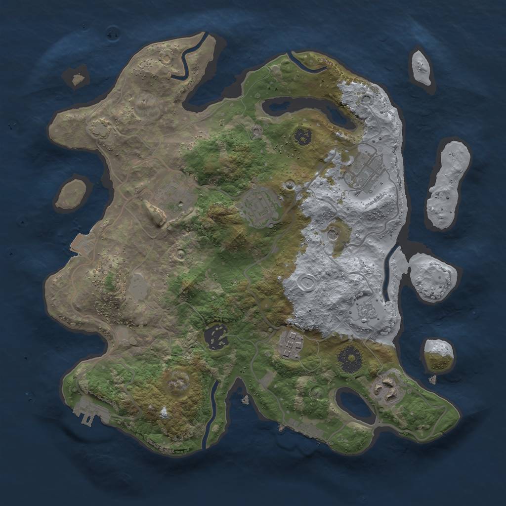 Rust Map: Procedural Map, Size: 3000, Seed: 1685699519, 14 Monuments