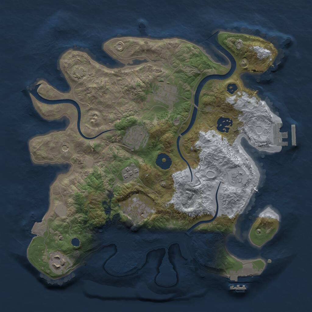 Rust Map: Procedural Map, Size: 3000, Seed: 7726, 12 Monuments
