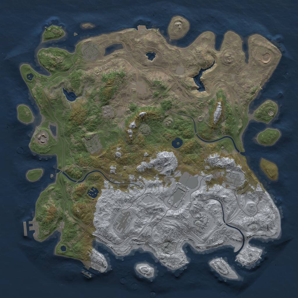 Rust Map: Procedural Map, Size: 4250, Seed: 1329494265, 17 Monuments