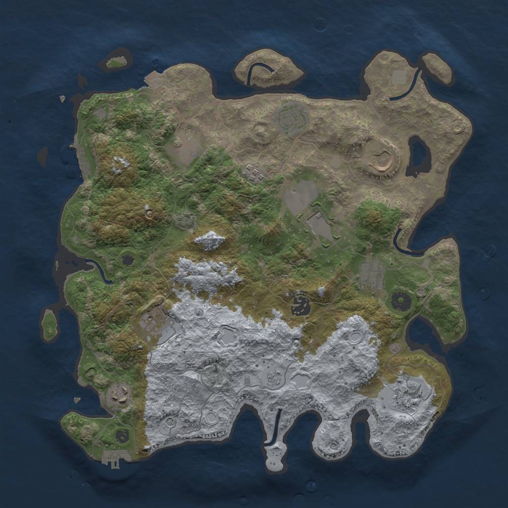 Rust Map: Procedural Map, Size: 3800, Seed: 17401263, 18 Monuments