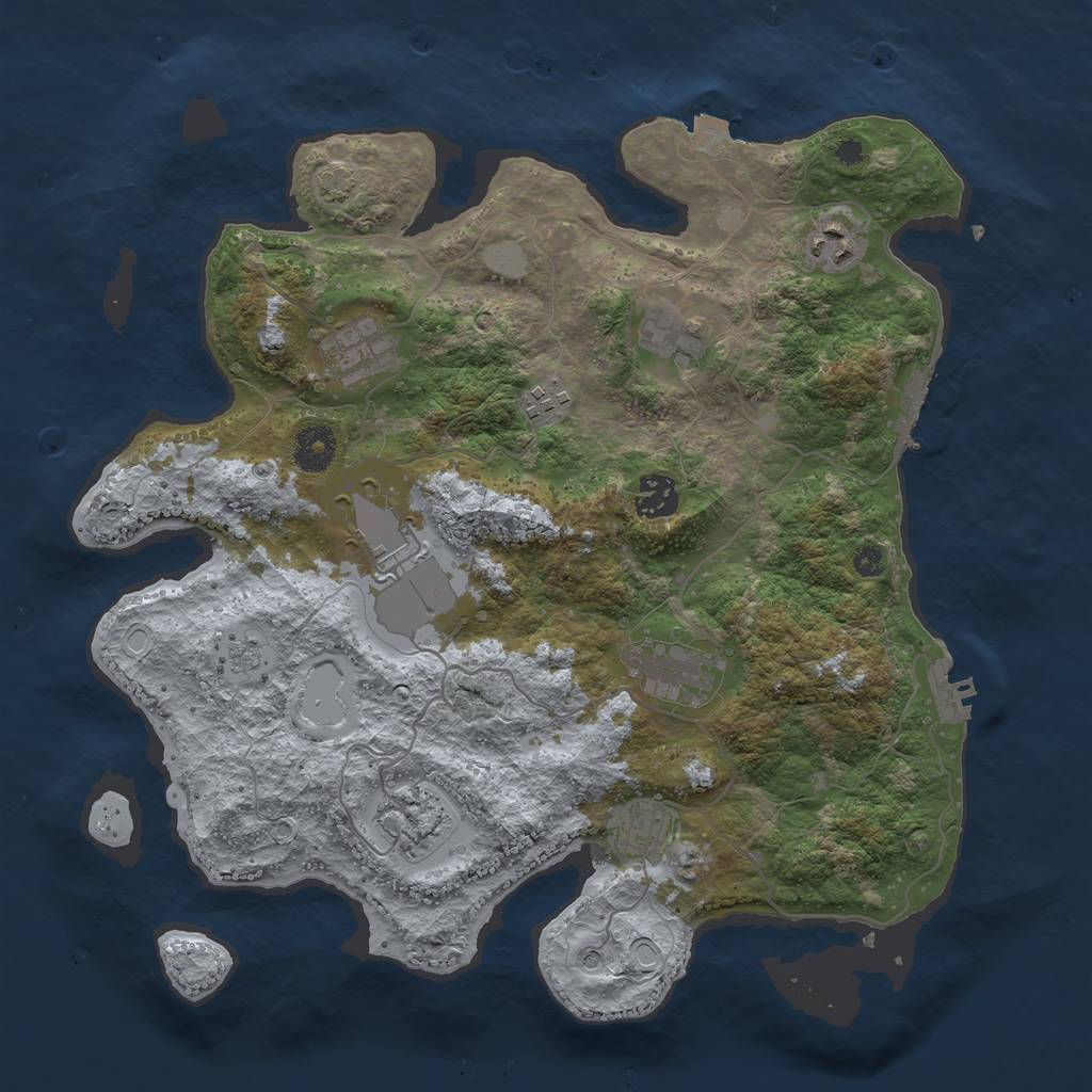 Rust Map: Procedural Map, Size: 3600, Seed: 8709057, 17 Monuments