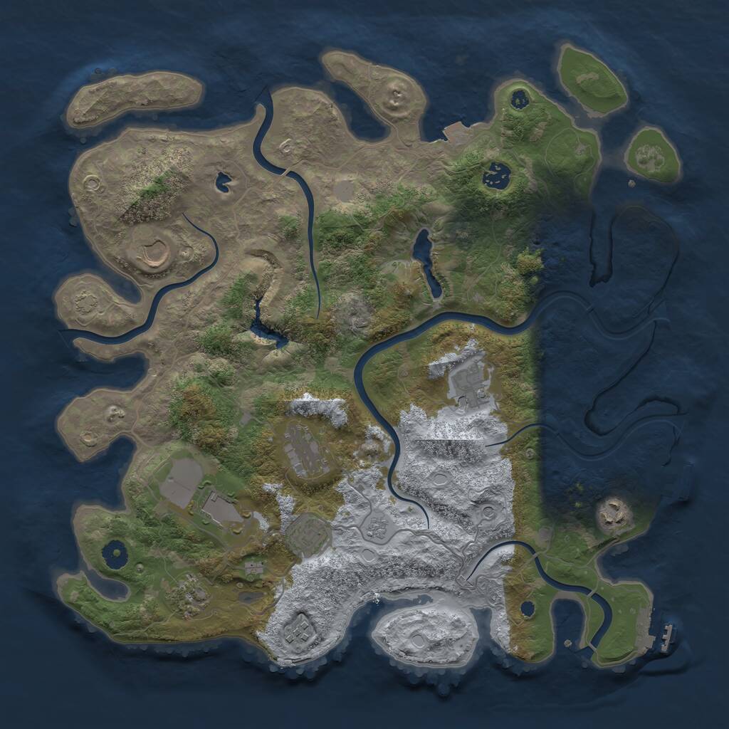 Rust Map: Procedural Map, Size: 4050, Seed: 1637602527, 15 Monuments