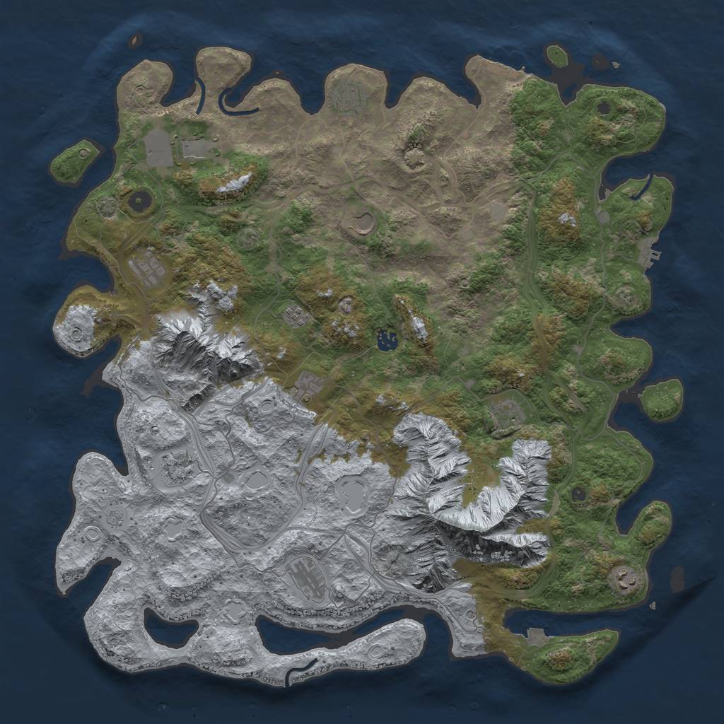 Rust Map: Procedural Map, Size: 5000, Seed: 5010, 19 Monuments