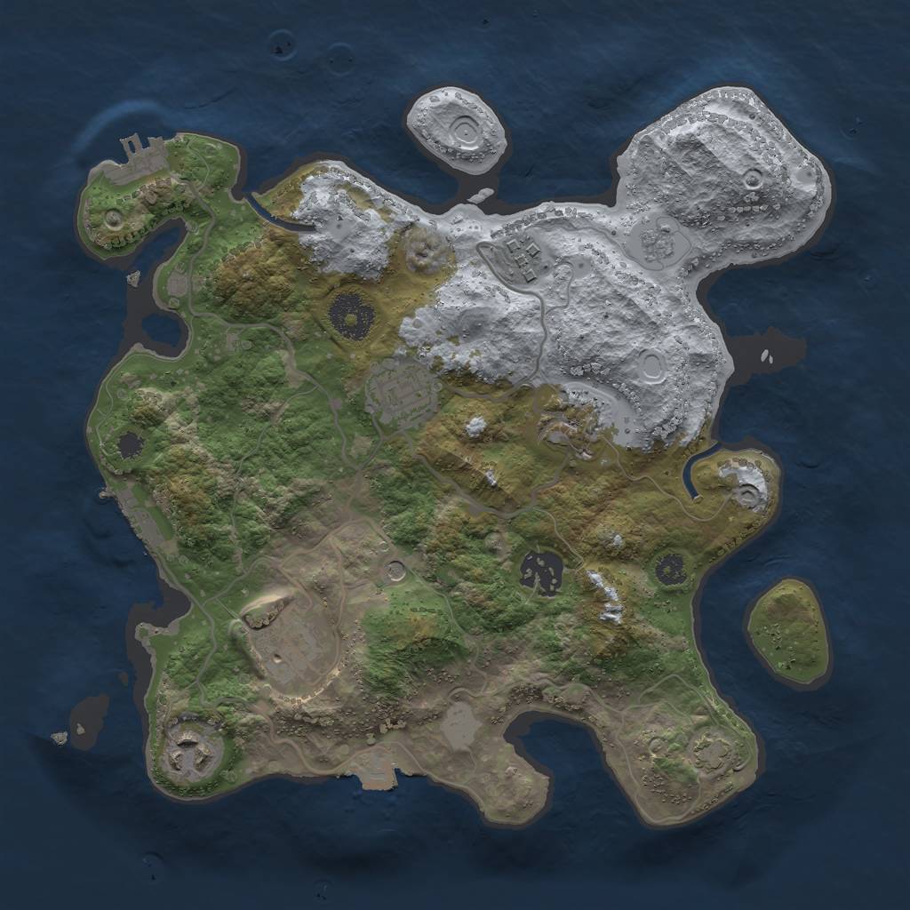 Rust Map: Procedural Map, Size: 3000, Seed: 1255, 14 Monuments