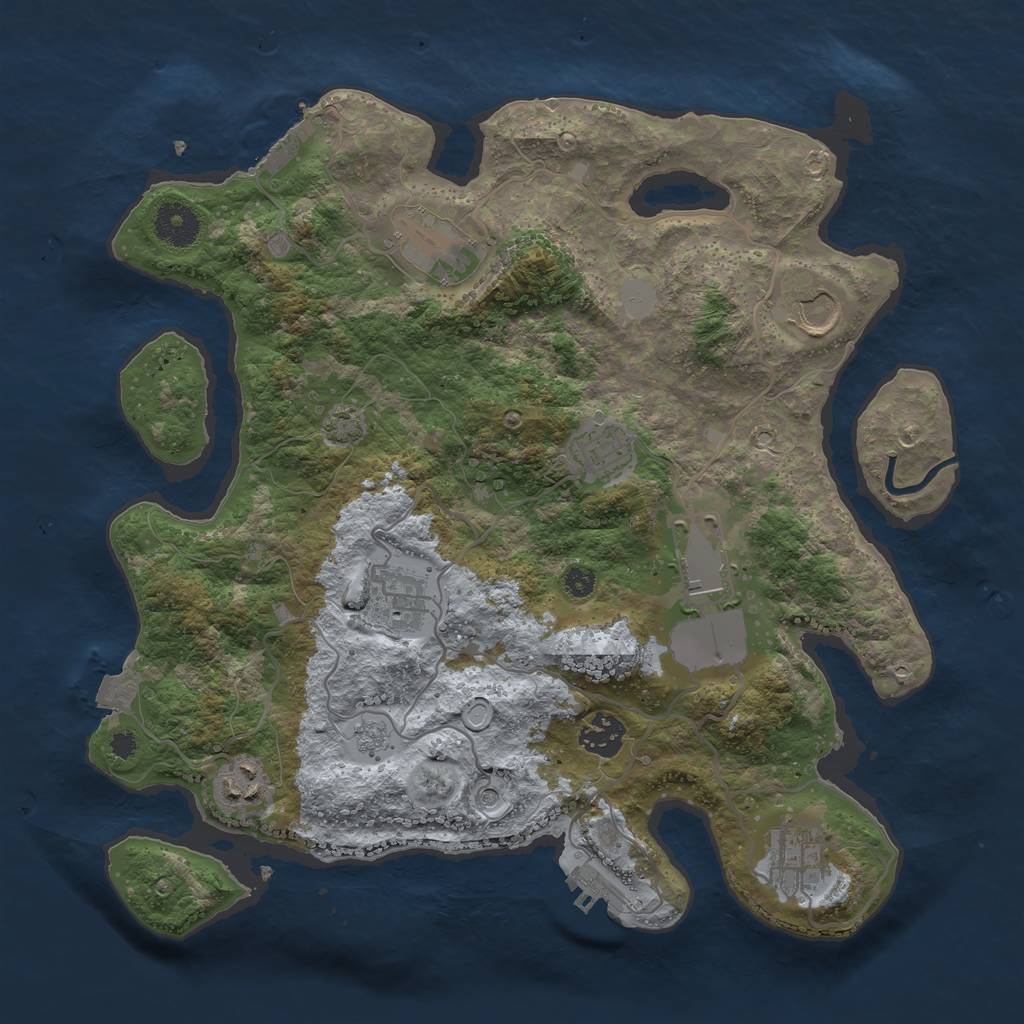 Rust Map: Procedural Map, Size: 3500, Seed: 44441111, 16 Monuments