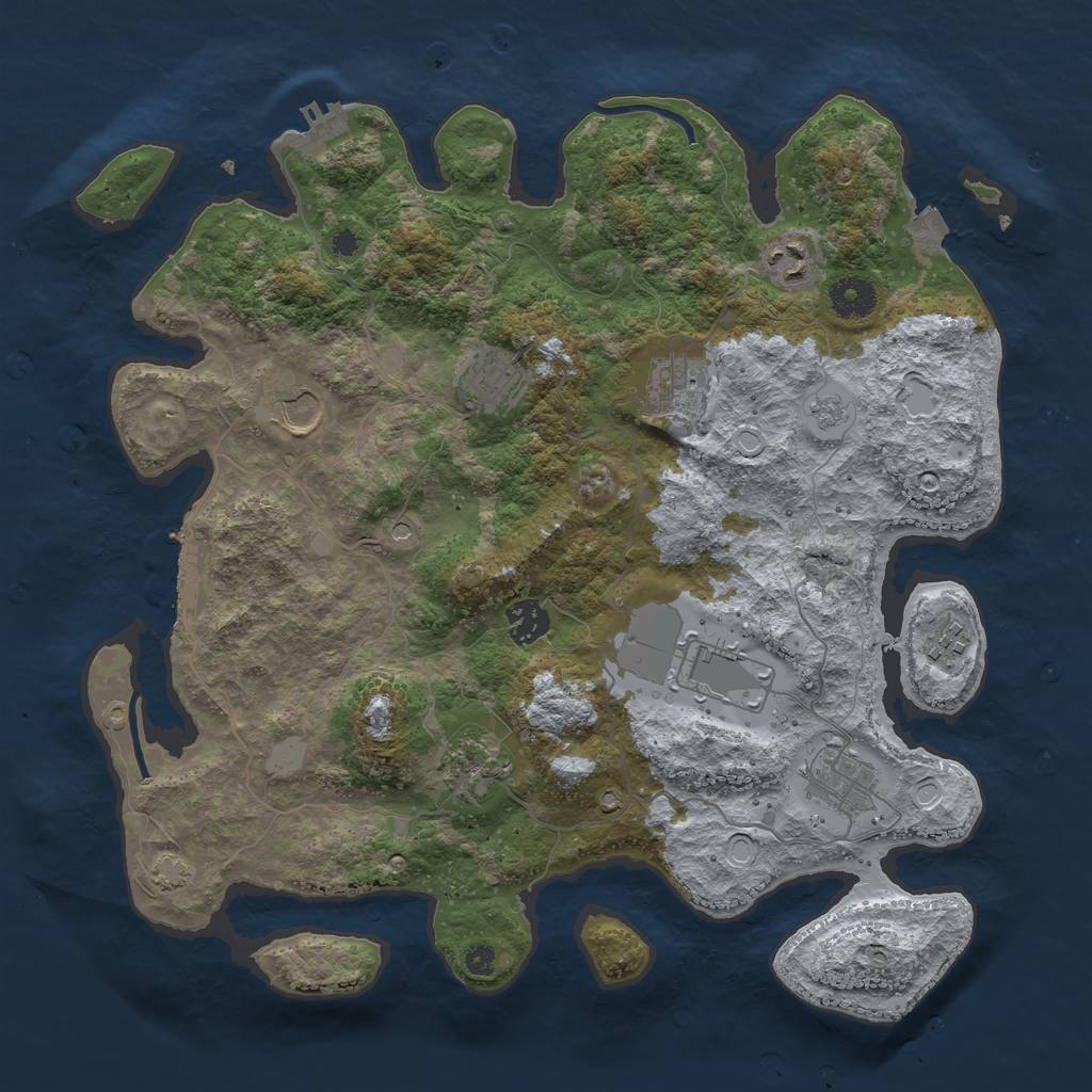 Rust Map: Procedural Map, Size: 3700, Seed: 394889043, 17 Monuments