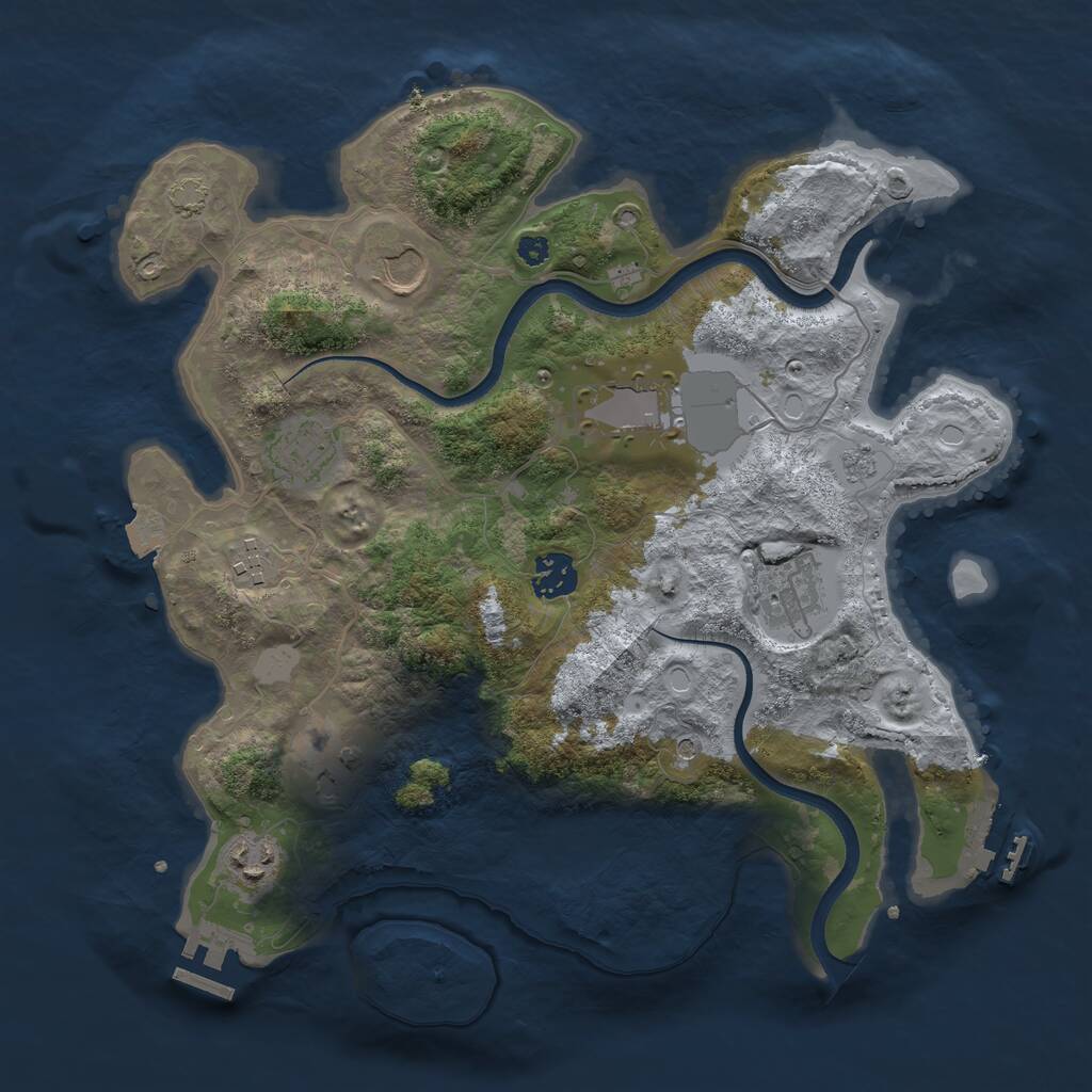 Rust Map: Procedural Map, Size: 3500, Seed: 1966869279, 14 Monuments