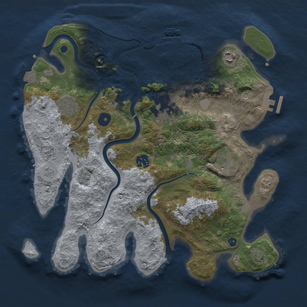 Rust Map: Procedural Map, Size: 3500, Seed: 1486075907, 12 Monuments