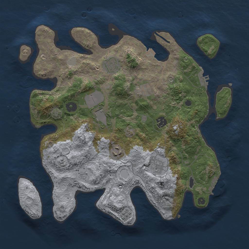 Rust Map: Procedural Map, Size: 3500, Seed: 81395731, 15 Monuments