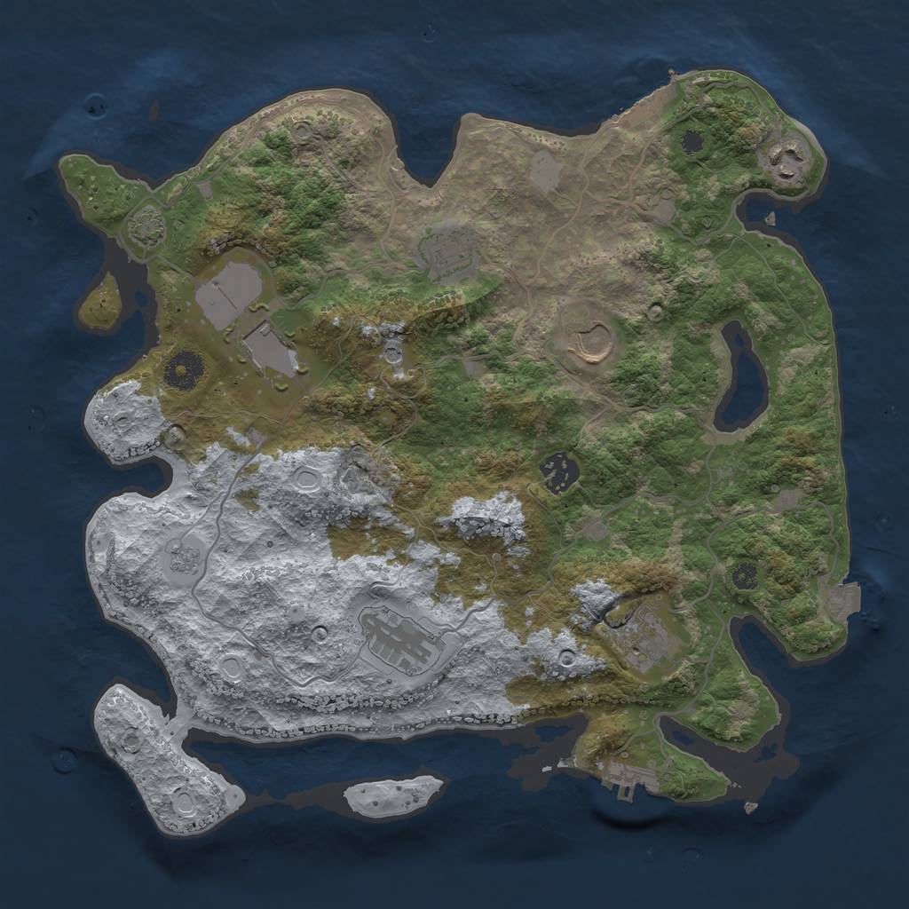 Rust Map: Procedural Map, Size: 3500, Seed: 80907206, 15 Monuments