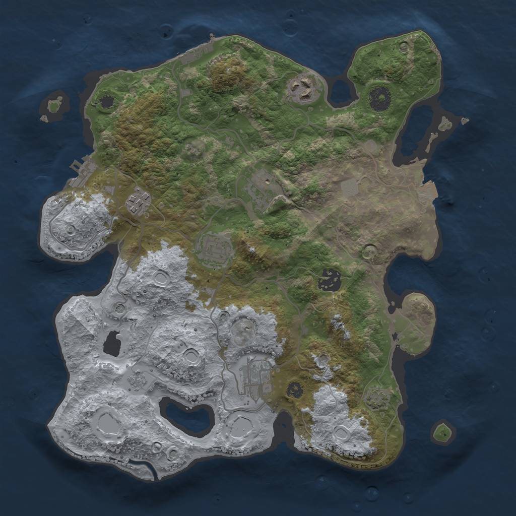Rust Map: Procedural Map, Size: 3250, Seed: 1502089457, 14 Monuments