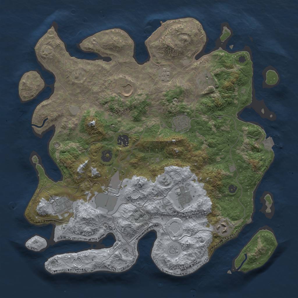 Rust Map: Procedural Map, Size: 3650, Seed: 20602984, 16 Monuments