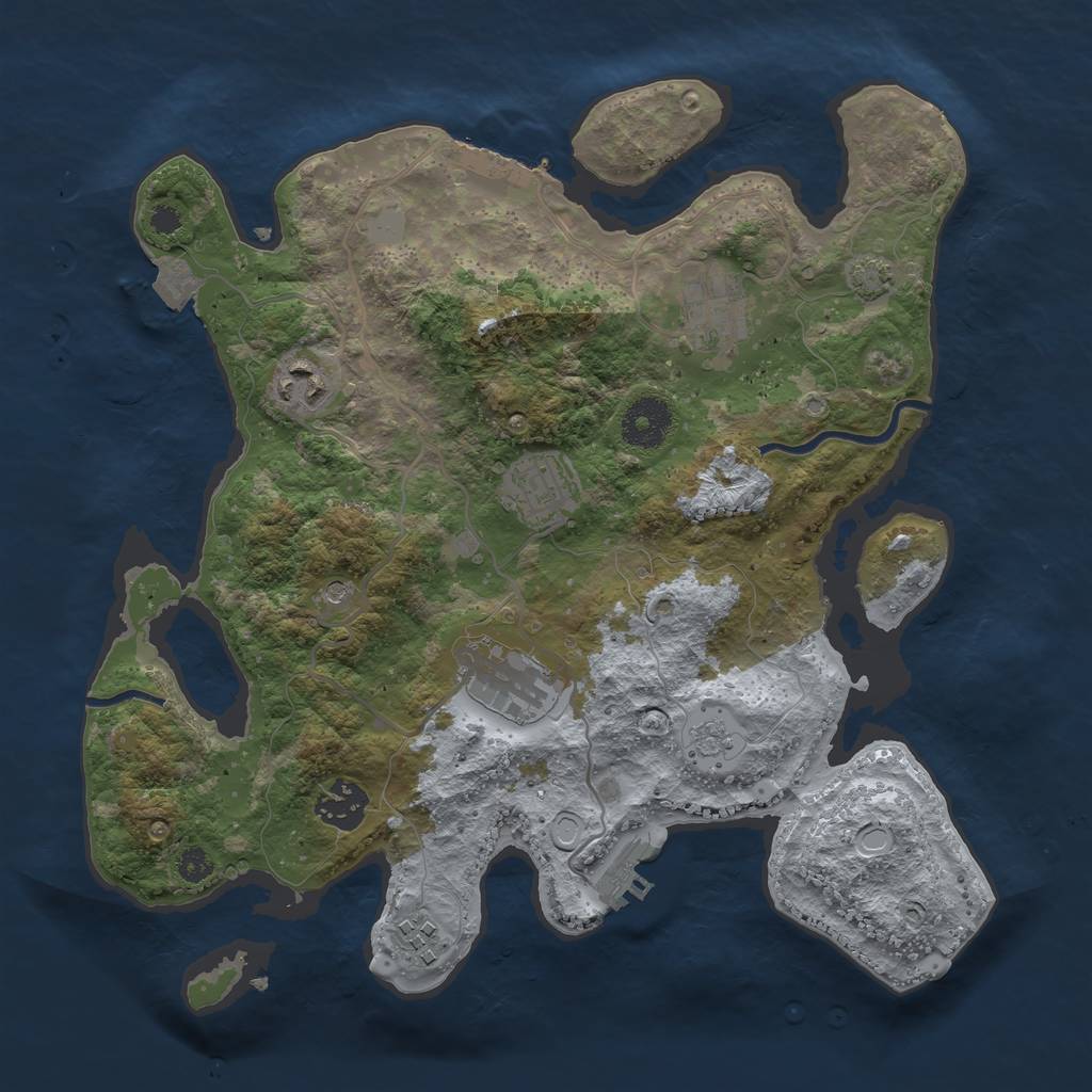 Rust Map: Procedural Map, Size: 3250, Seed: 24333, 14 Monuments