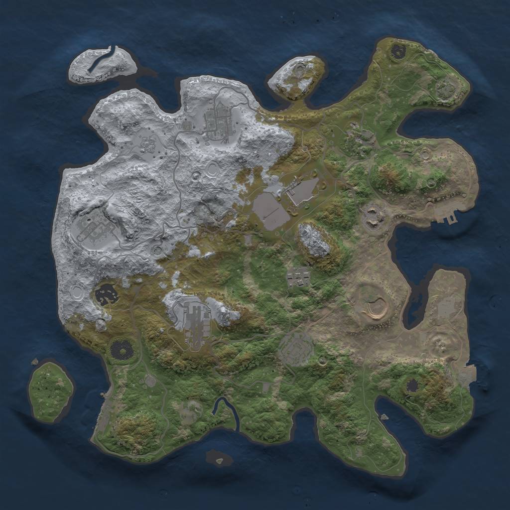 Rust Map: Procedural Map, Size: 3500, Seed: 942195857, 18 Monuments