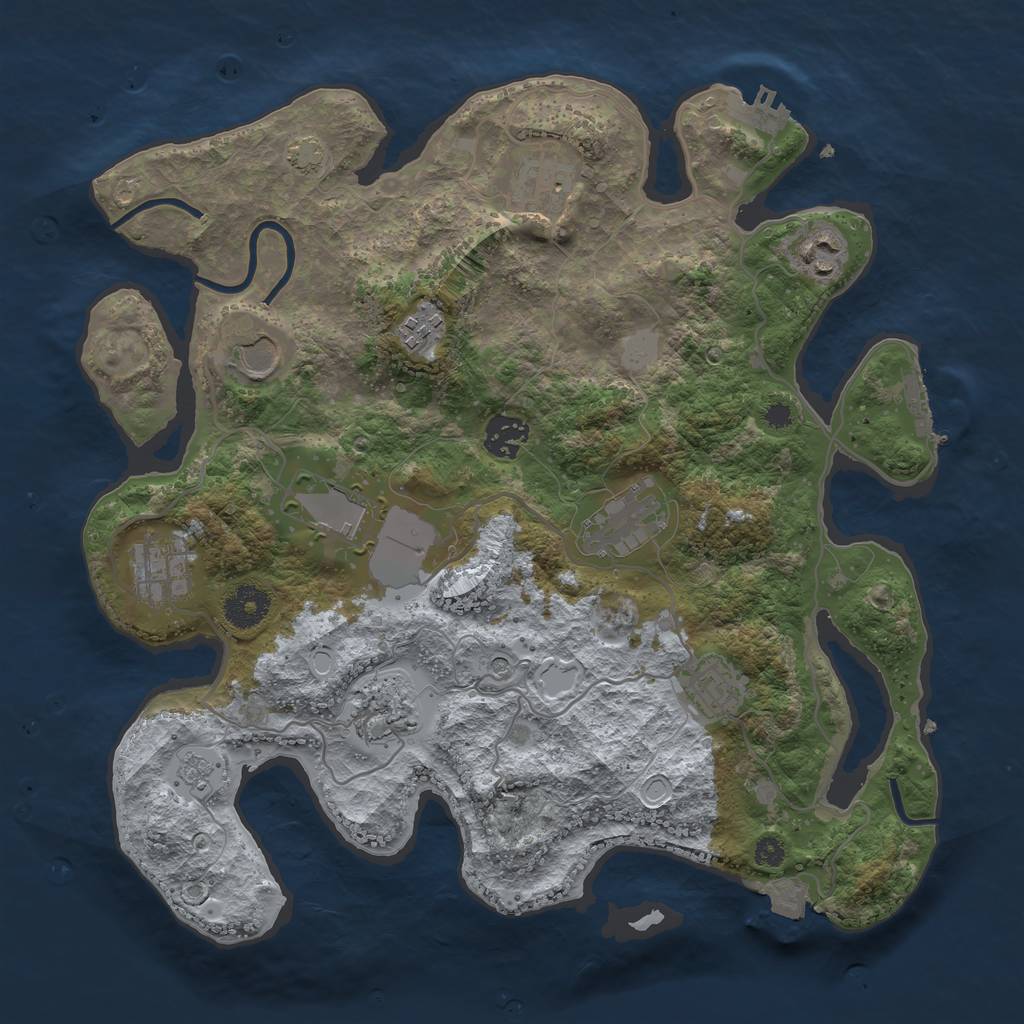 Rust Map: Procedural Map, Size: 3500, Seed: 603376132, 18 Monuments