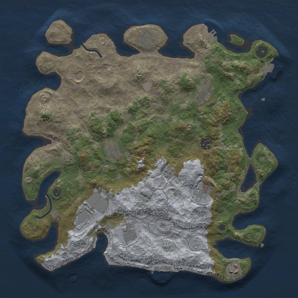 Rust Map: Procedural Map, Size: 3800, Seed: 6859, 18 Monuments