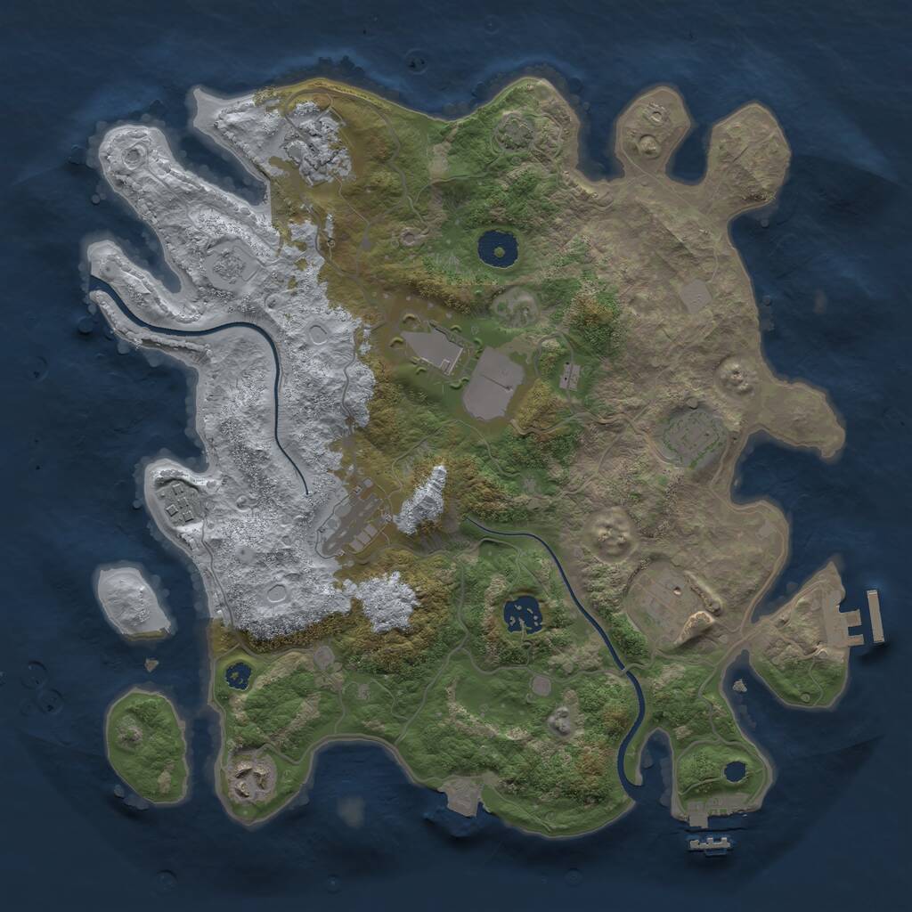 Rust Map: Procedural Map, Size: 3500, Seed: 1723951240, 13 Monuments